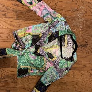 Versace patchwork print crop